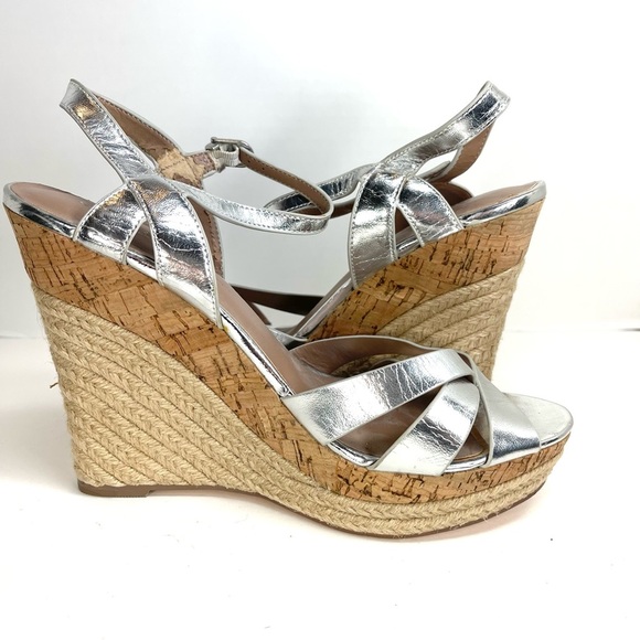 Charles David Metallic Silver Strappy Wedge Sandals Size 10M - Picture 5 of 10